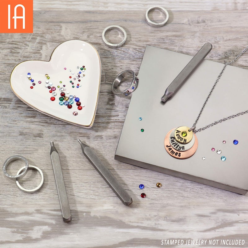 ImpressArt - Crystal Setter Metal Stamping Punches Kit, Includes 216 Birthstone Colored Crystals and 3 Metal Stamping Punches - Image 5